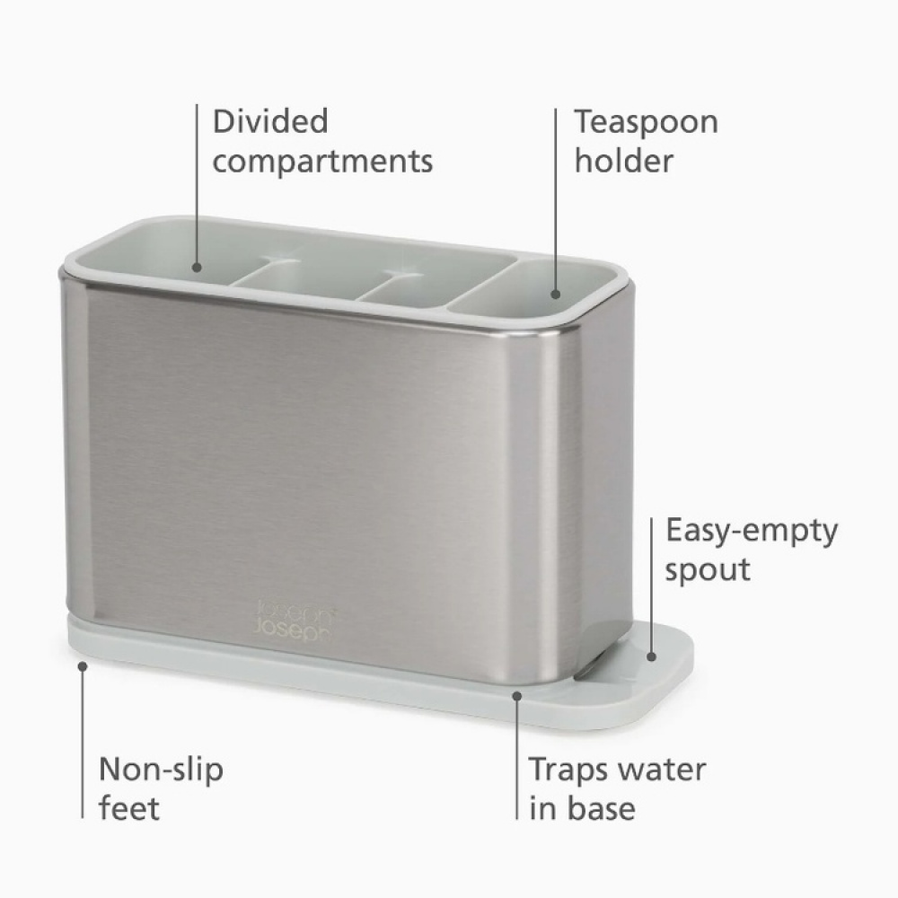 Cutlery Drainer, SURFACE, Joseph Joseph, Stainless Steel / Light Grey in the group Storage / Kitchen storage / Dish racks and sink accessories at SmartaSaker.se (40131)