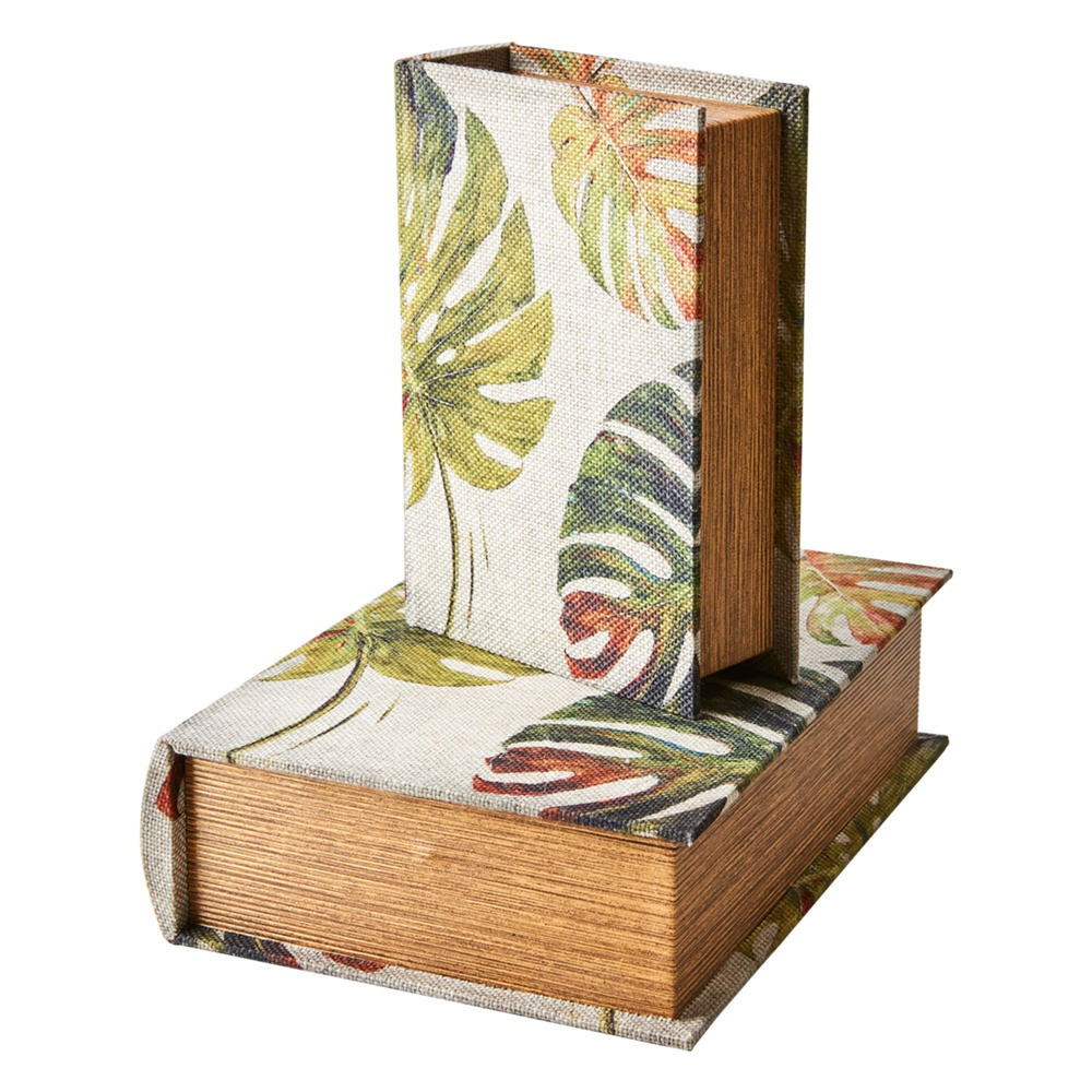 Secret Storage Book, MONSTRERA, SMALL, 20 x 14 x H 6 cm, Grey / Green in the group Storage / Storage boxes / Mini organizers at SmartaSaker.se (40160)