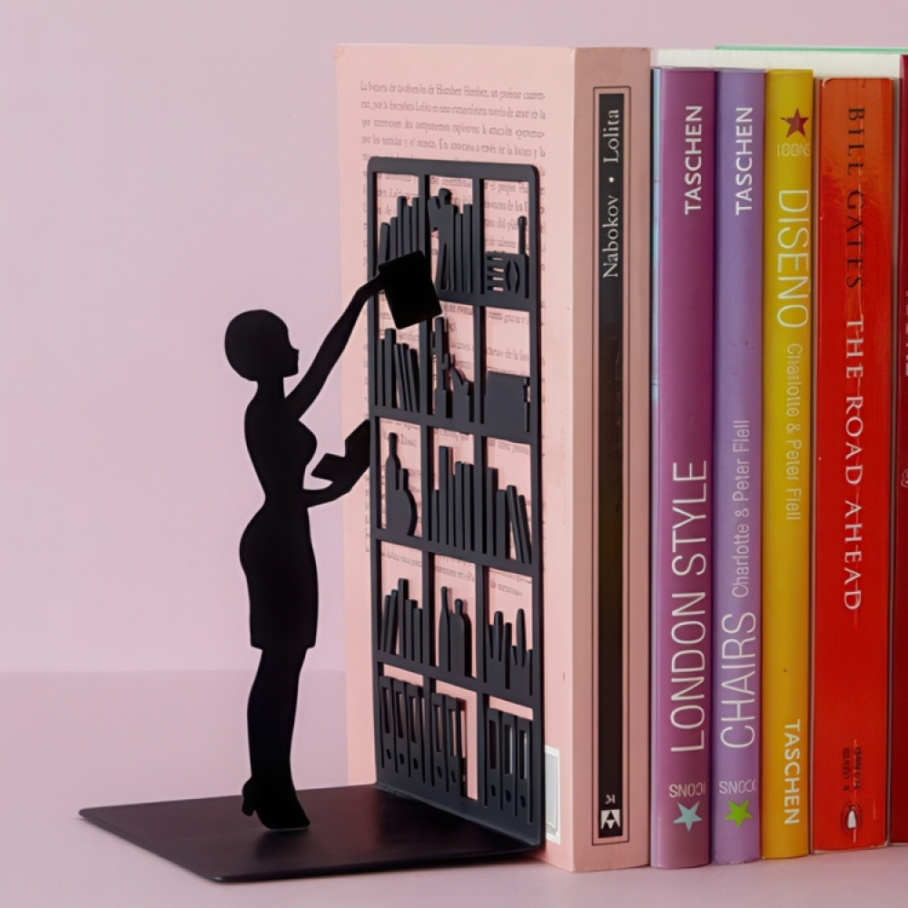 Bookend in metal, THE LIBRARY, 10 x 8,5 x H 17 cm, Black in the group Storage / Office supplies at SmartaSaker.se (40173)