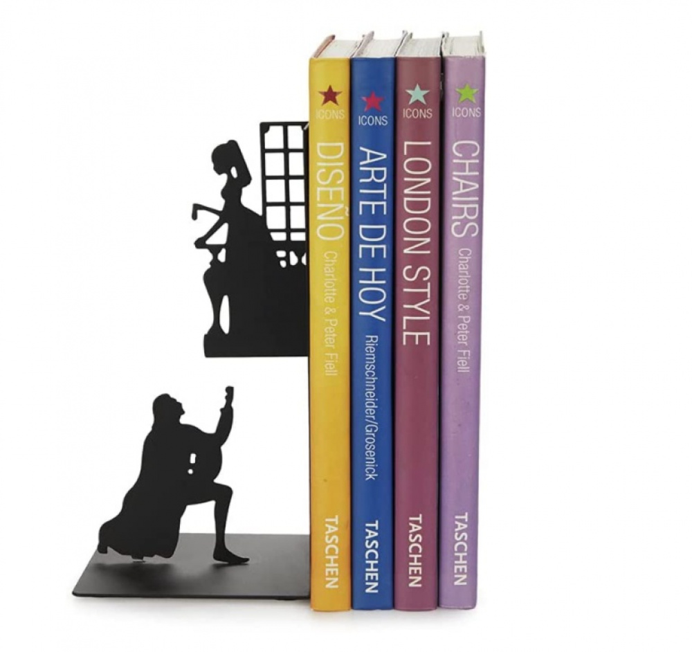 Bookend in metal, ROMEO & JULIET, 10 x 8,5 x H 17 cm, Black in the group Storage / Children’s room storage at SmartaSaker.se (40177)