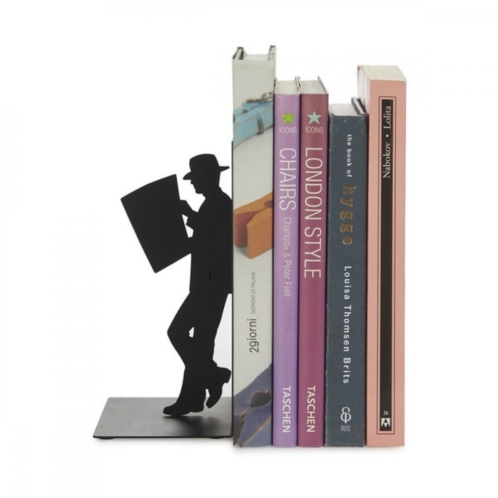 Bookend in metal, THE READER, 10 x 8 x H 17 cm, Black in the group Storage / Office supplies at SmartaSaker.se (40181)