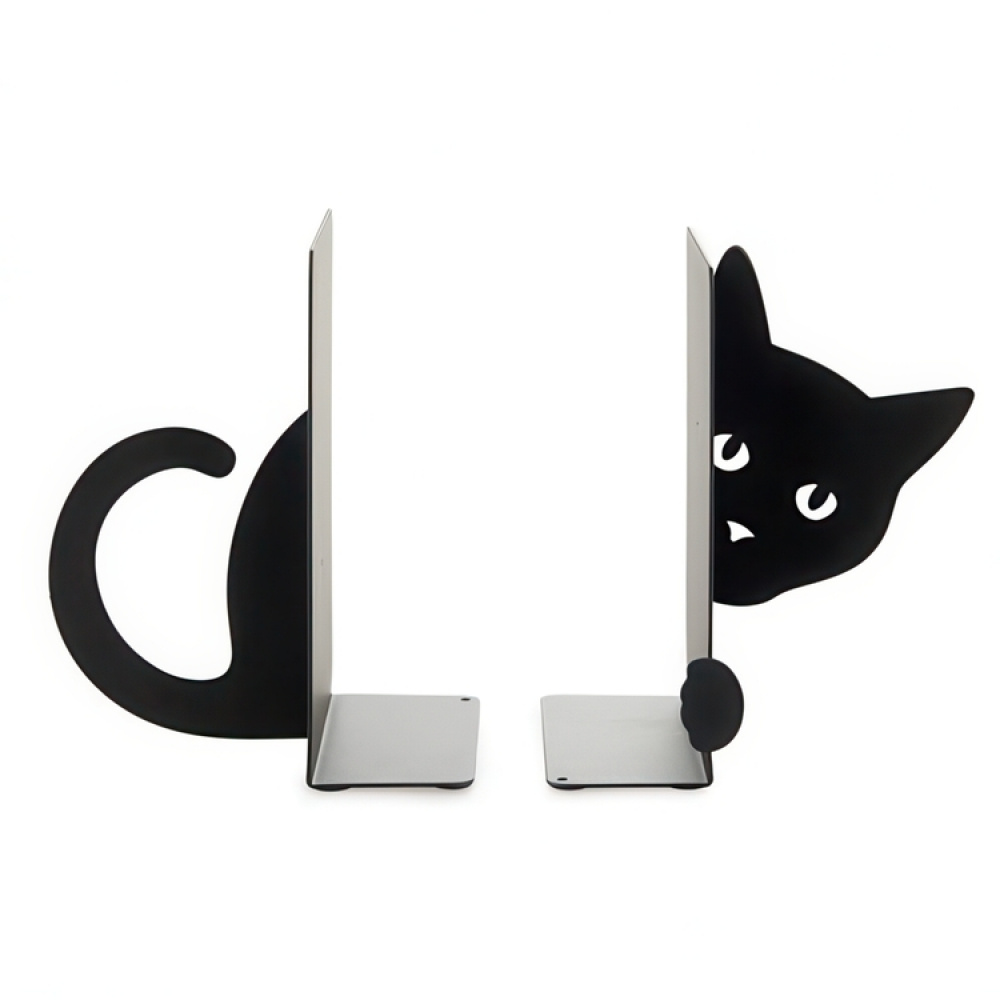 Bookends in metal, 2 units, HIDDEN CAT, 10 x13,5 x H 16 cm, Black in the group Storage / Office supplies at SmartaSaker.se (40182)
