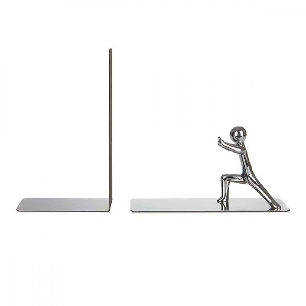 Bookend in metal, 2 parts, PUSH!, Silver in the group Storage / Office supplies at SmartaSaker.se (40183)