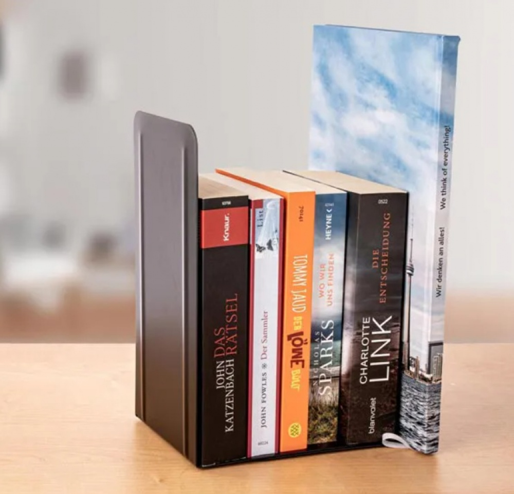 Metal bookends, Set of 2, HIGH, 13 x 14 x H 24 cm, Black in the group Storage / Office supplies at SmartaSaker.se (40184)