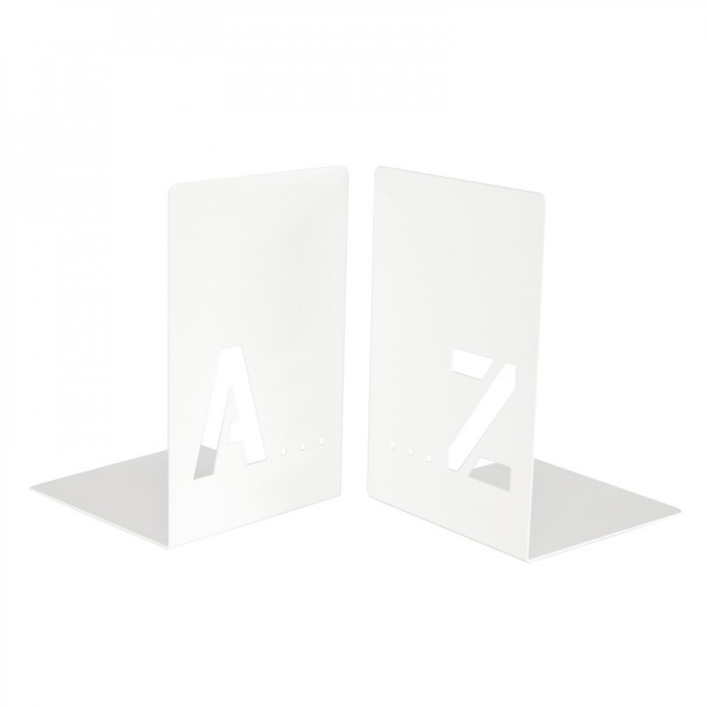 Bookends, Set of 2, BUCHSTÜTZEN A - Z, 12 x 12 x H 18 cm, White in the group Storage / Office supplies at SmartaSaker.se (40187)