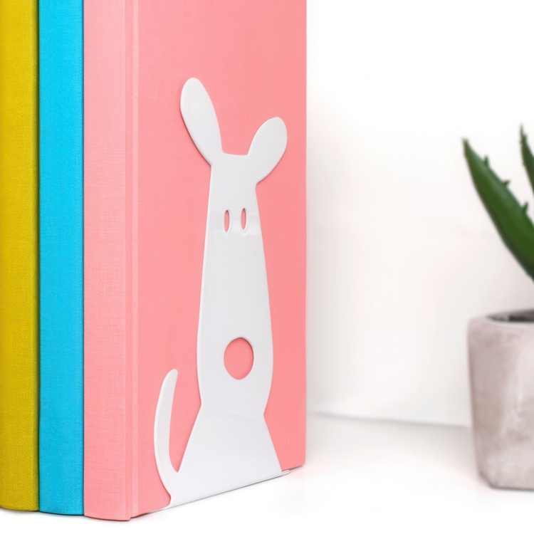 Bookends in metal, Set of 2, WHITE DOGS, 12 x 12,5 x H 17 cm, White in the group Storage / Office supplies at SmartaSaker.se (40190)