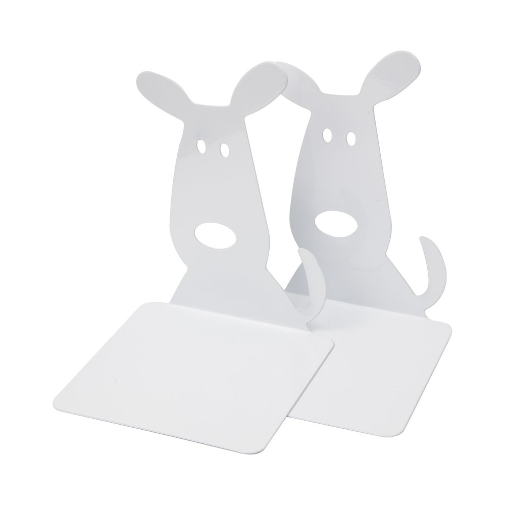 Bookends in metal, Set of 2, WHITE DOGS, 12 x 12,5 x H 17 cm, White in the group Storage / Office supplies at SmartaSaker.se (40190)
