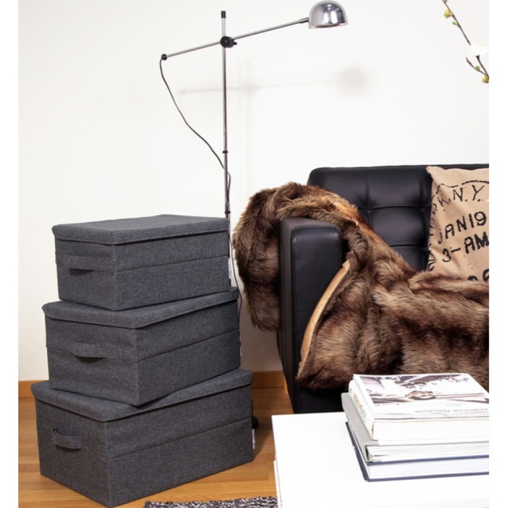Box with lid, BIGSO MEDIUM SOFT STORAGE, 40 x 30 x H 22 cm, Grey in the group Storage / Storage boxes at SmartaSaker.se (40222)
