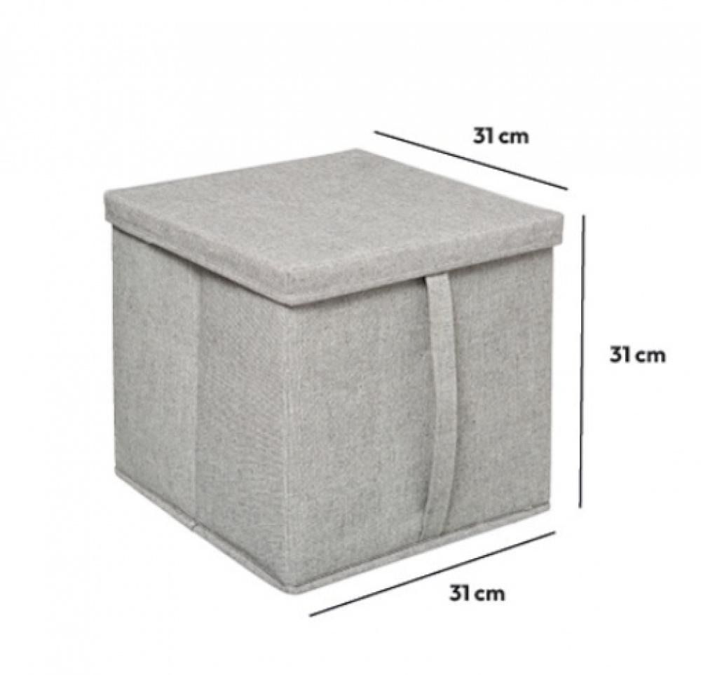 Box with lid, ORGA STORAGE BOX CUBE, 31 x 31 x H 31 cm, Beige-Grey in the group Storage / Wardrobe storage at SmartaSaker.se (40226)