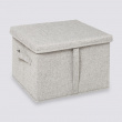Box with lid, ORGA STORAGE BOX LARGE, 35 x 31 x H 25 cm, Beige-Grey