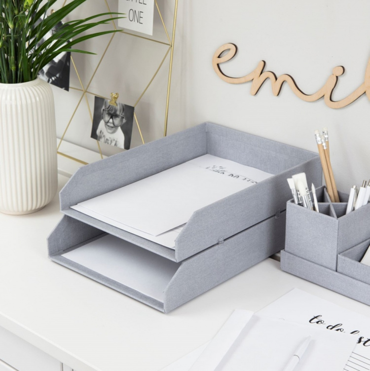 Letterbox in canvas 2 compartments, Håkan canvas, Bigso, light grey in the group Storage / Storage boxes / Bigso storage boxes at SmartaSaker.se (40231-ash-grey)