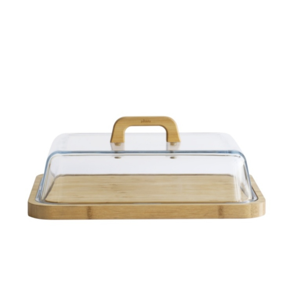 Bamboo Cheese Board with Glass Lid, PEBBLY PLATEAU Á FROMAGE, 34 x 25 x H 9,5 cm, Clear / Nature in the group Storage / Kitchen storage / Fridge storage at SmartaSaker.se (40237)