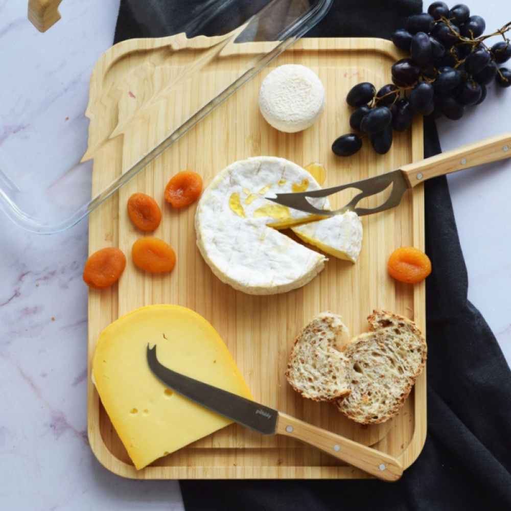 Bamboo Cheese Board with Glass Lid, PEBBLY PLATEAU Á FROMAGE, 34 x 25 x H 9,5 cm, Clear / Nature in the group Storage / Kitchen storage / Fridge storage at SmartaSaker.se (40237)