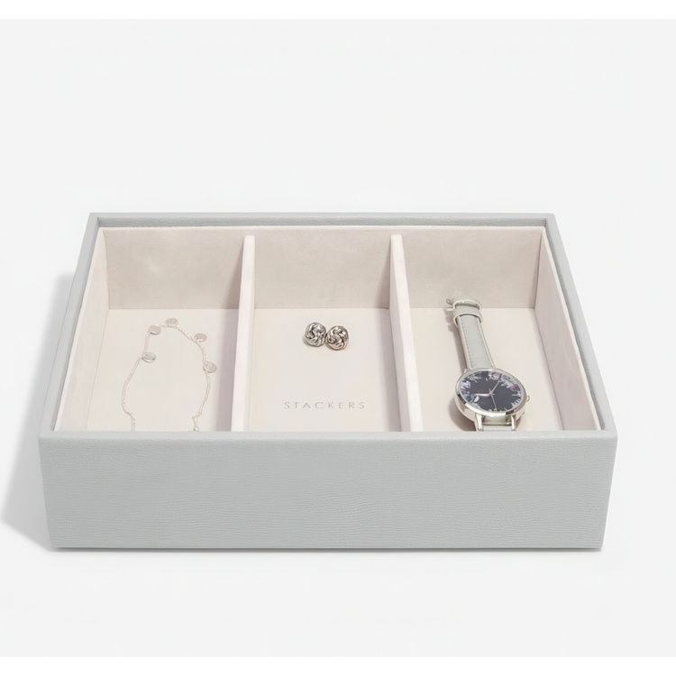 Tray for Watches and more, 3 Compartments, Deep, CLASSIC STACKERS, 25 x 18 x H 6 cm, Pebble Grey in the group Storage / Bedroom storage / Jewelry storage at SmartaSaker.se (40241)