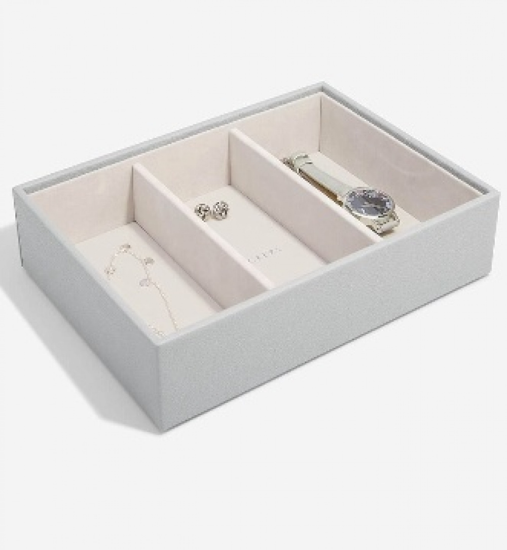 Tray for Watches and more, 3 Compartments, Deep, CLASSIC STACKERS, 25 x 18 x H 6 cm, Pebble Grey in the group Storage / Bedroom storage / Jewelry storage at SmartaSaker.se (40241)