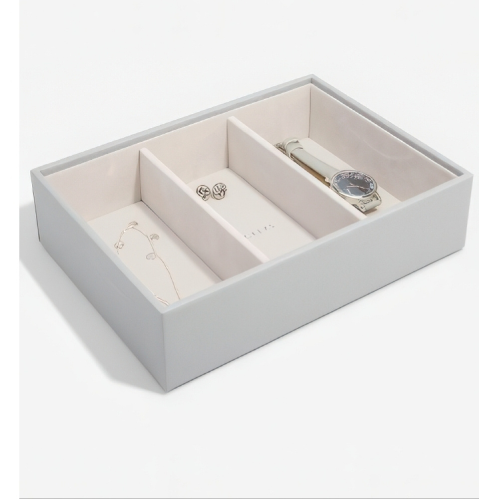 Tray for Watches and more, 3 Compartments, Deep, CLASSIC STACKERS, 25 x 18 x H 6 cm, Pebble Grey in the group Storage / Bedroom storage / Jewelry storage at SmartaSaker.se (40241)