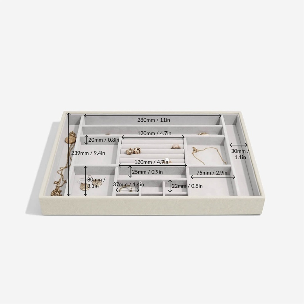 Jewellery Tray, 16 Sections, SUPERSIZE STACKERS, 36 x 25 x H 4 cm, Oatmeal in the group Storage / Bedroom storage / Jewelry storage at SmartaSaker.se (40243)