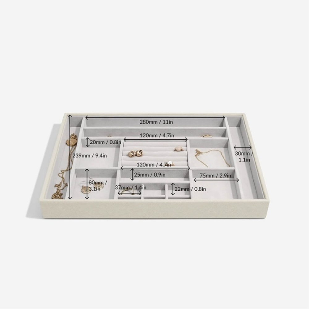 Jewellery Tray, 16 Sections, SUPERSIZE STACKERS, 36 x 25 x H 4 cm, Oatmeal in the group Storage / Bedroom storage / Jewelry storage at SmartaSaker.se (40243)