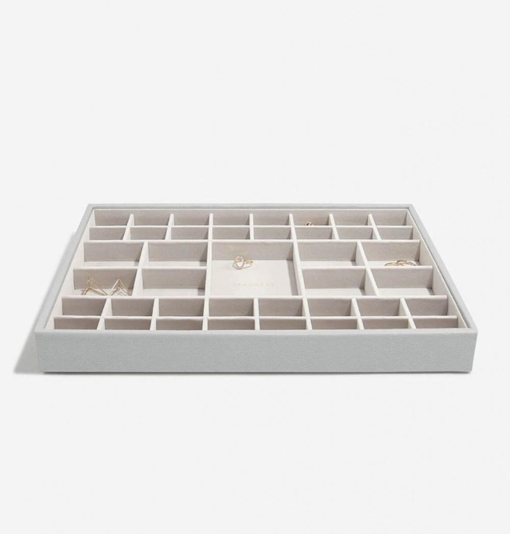 Jewellery Tray, 41 Sections, SUPERSIZE STACKERS, 36 x 25 x H 4 cm, Pebble Grey in the group Storage / Bedroom storage / Jewelry storage at SmartaSaker.se (40246)