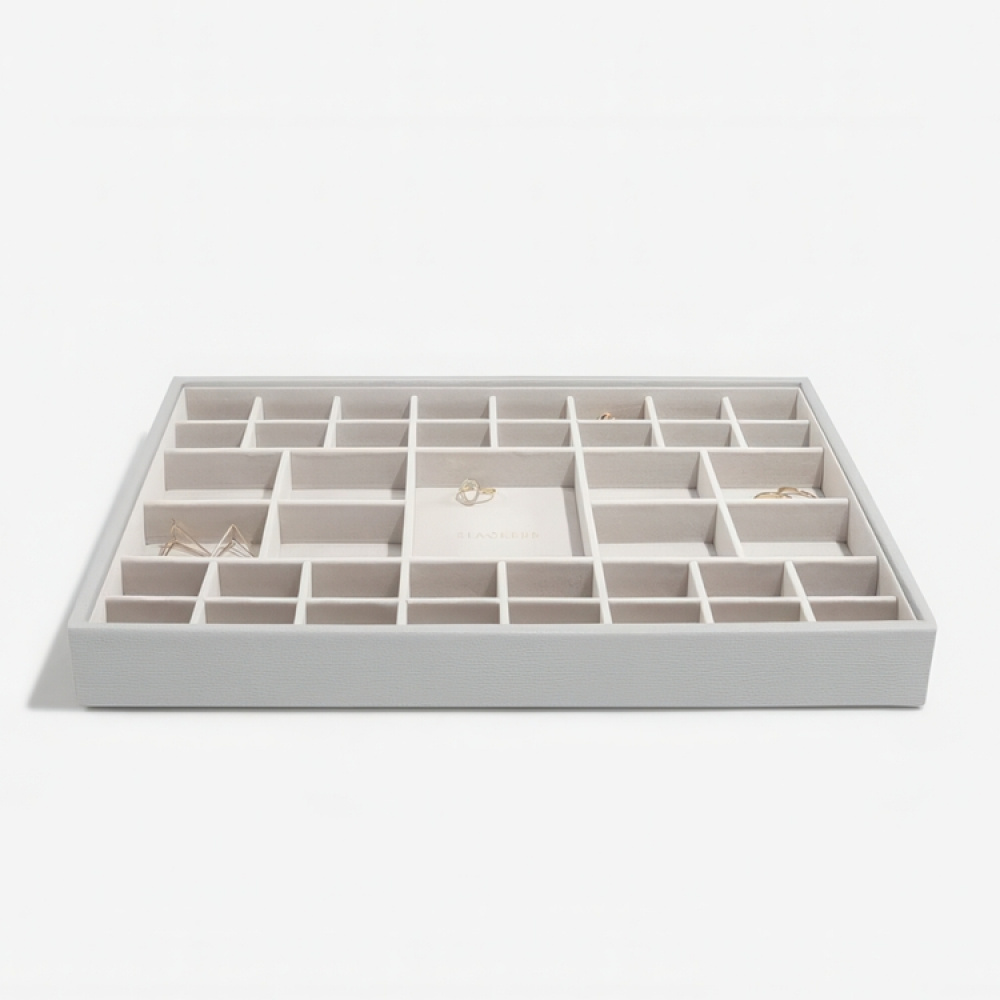 Jewellery Tray, 41 Sections, SUPERSIZE STACKERS, 36 x 25 x H 4 cm, Pebble Grey in the group Storage / Bedroom storage / Jewelry storage at SmartaSaker.se (40246)