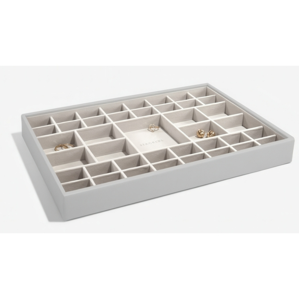 Jewellery Tray, 41 Sections, SUPERSIZE STACKERS, 36 x 25 x H 4 cm, Pebble Grey in the group Storage / Bedroom storage / Jewelry storage at SmartaSaker.se (40246)