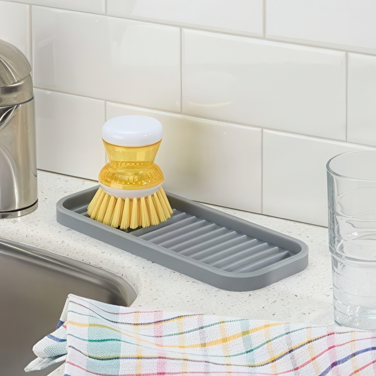 Tray in silicone, Small, LINEO SINK TRAY, 23 x 9 cm, Grey in the group Storage / Kitchen storage / Dish racks and sink accessories at SmartaSaker.se (40249)
