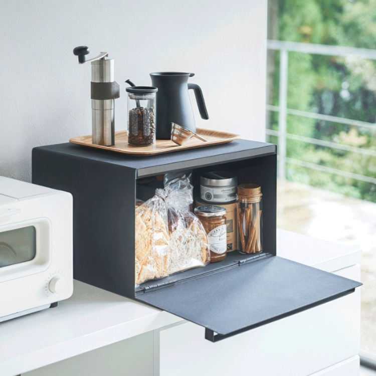 Steel Bread box, TOWER BREAD CASE, 40 x 34,5 x H 24 cm, Yamazaki, Black in the group Storage / Kitchen storage at SmartaSaker.se (40252)