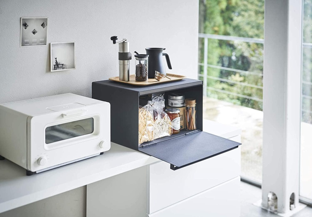 Steel Bread box, TOWER BREAD CASE, 40 x 34,5 x H 24 cm, Yamazaki, Black in the group Storage / Kitchen storage at SmartaSaker.se (40252)