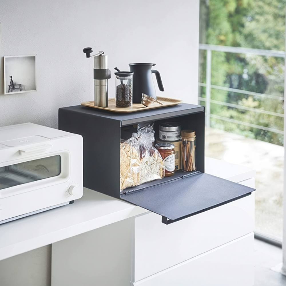 Steel Bread box, TOWER BREAD CASE, 40 x 34,5 x H 24 cm, Yamazaki, Black in the group Storage / Kitchen storage at SmartaSaker.se (40252)