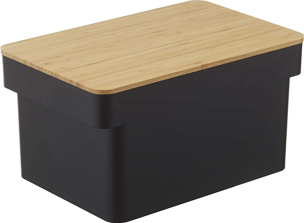 Bread box with cutting board bambo, TOWER BREAD CASE,, Yamazaki, Black in the group Storage / Kitchen storage at SmartaSaker.se (40253)