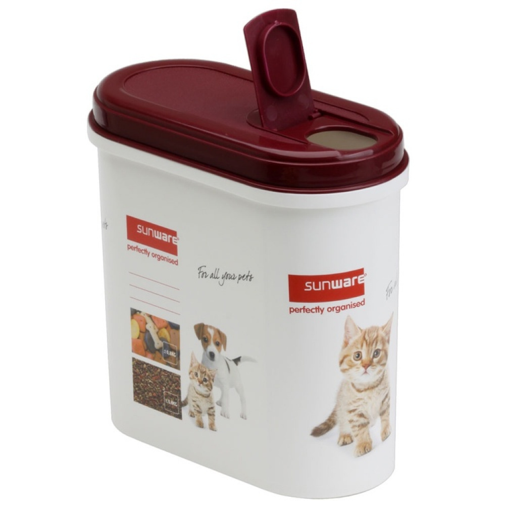 Container for Pet Food, 2,2 L, PET PITCHER, 20 x 10 x H 20 cm, White / Bordeux in the group Storage / Kitchen storage / Storage jars at SmartaSaker.se (40257)