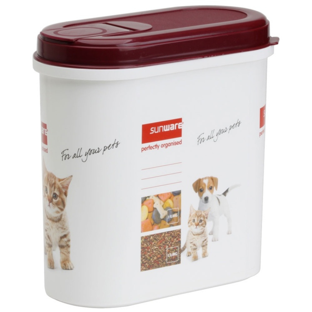 Container for Pet Food, 2,2 L, PET PITCHER, 20 x 10 x H 20 cm, White / Bordeux in the group Storage / Kitchen storage / Storage jars at SmartaSaker.se (40257)