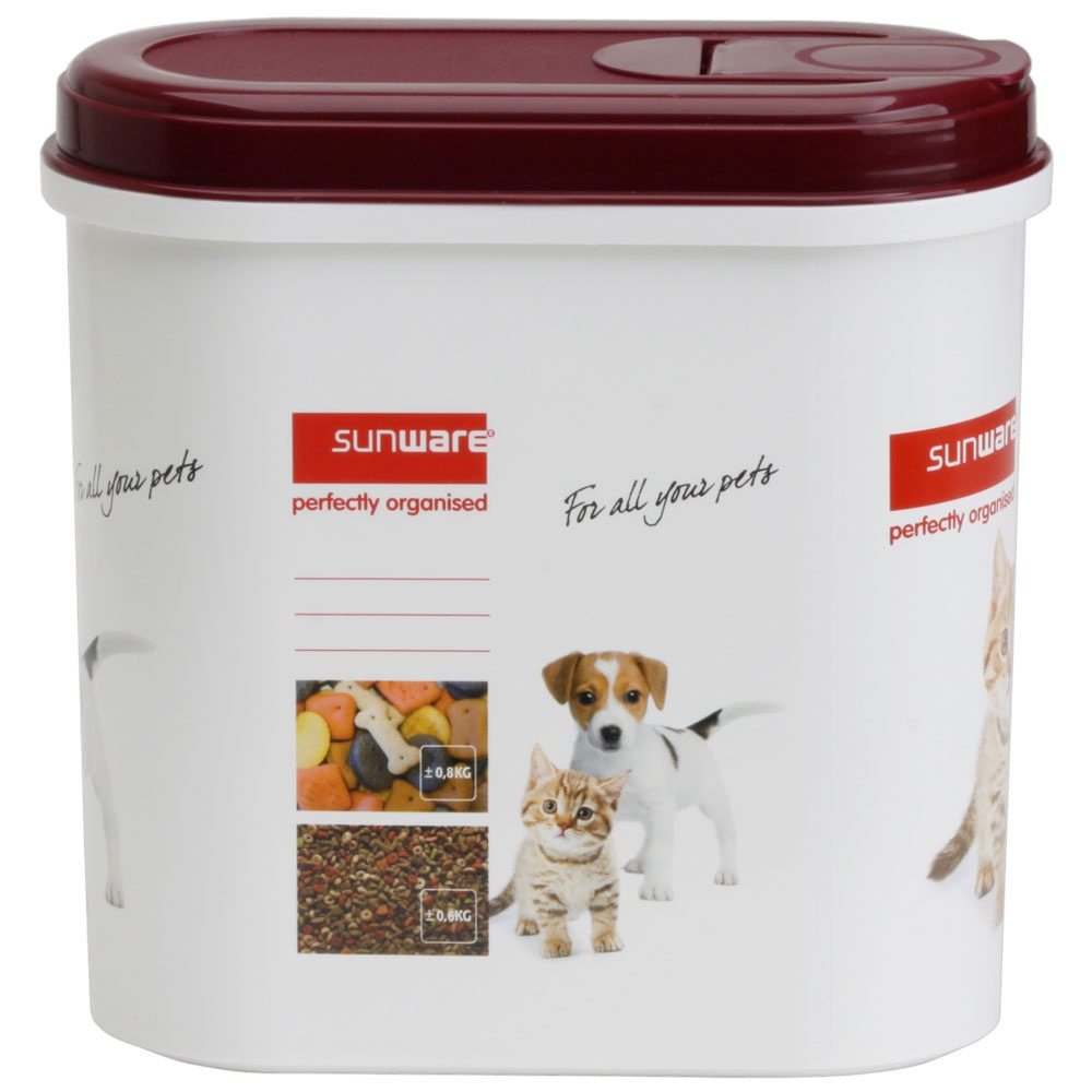Container for Pet Food, 2,2 L, PET PITCHER, 20 x 10 x H 20 cm, White / Bordeux in the group Storage / Kitchen storage / Storage bins and jars at SmartaSaker.se (40257)