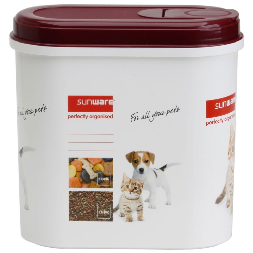 Container for Pet Food, 2,2 L, PET PITCHER, 20 x 10 x H 20 cm, White / Bordeux in the group Storage / Kitchen storage / Storage jars at SmartaSaker.se (40257)