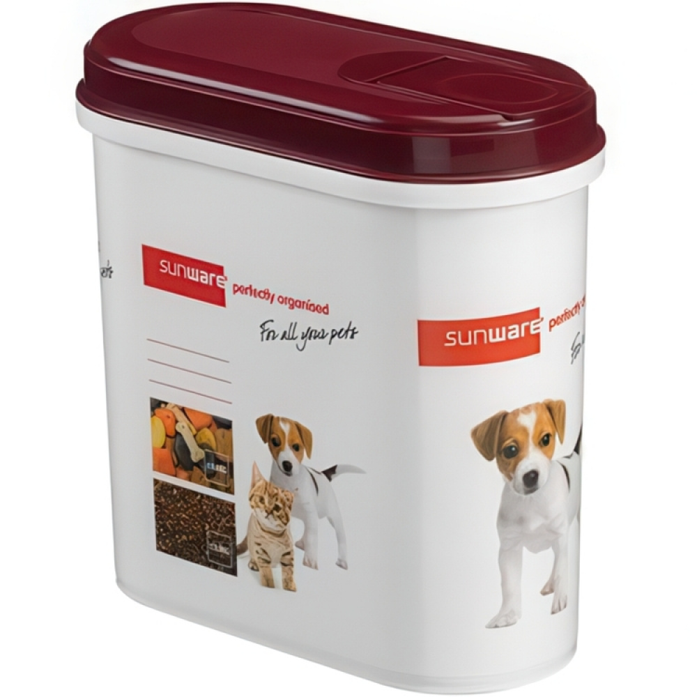 Container for Pet Food, 2,2 L, PET PITCHER, 20 x 10 x H 20 cm, White / Bordeux in the group Storage / Kitchen storage / Storage jars at SmartaSaker.se (40257)
