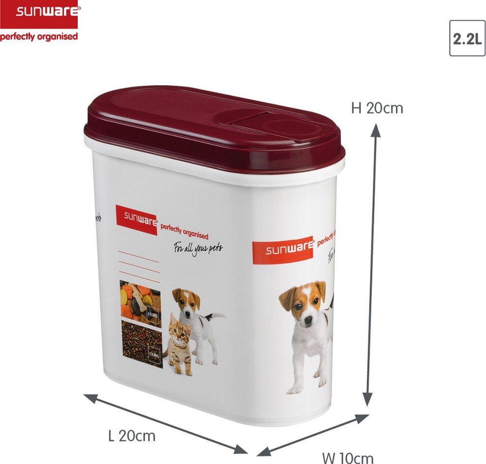 Container for Pet Food, 2,2 L, PET PITCHER, 20 x 10 x H 20 cm, White / Bordeux in the group Storage / Kitchen storage / Storage bins and jars at SmartaSaker.se (40257)