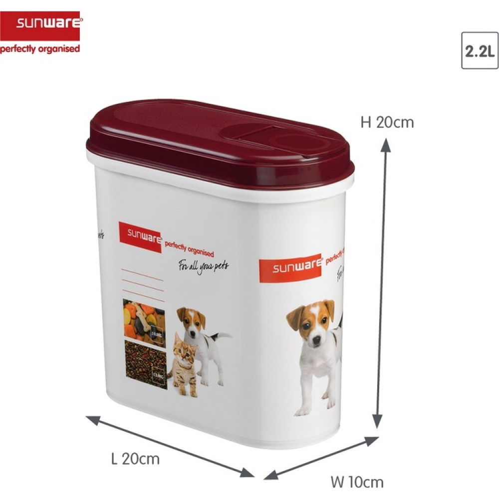 Container for Pet Food, 2,2 L, PET PITCHER, 20 x 10 x H 20 cm, White / Bordeux in the group Storage / Kitchen storage / Storage jars at SmartaSaker.se (40257)