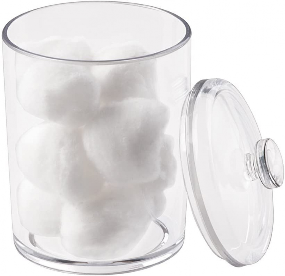 Canister, COTTON, Ø 8,5 x H13 cm, Clear acrylic in the group Storage / Bathroom storage at SmartaSaker.se (40258)