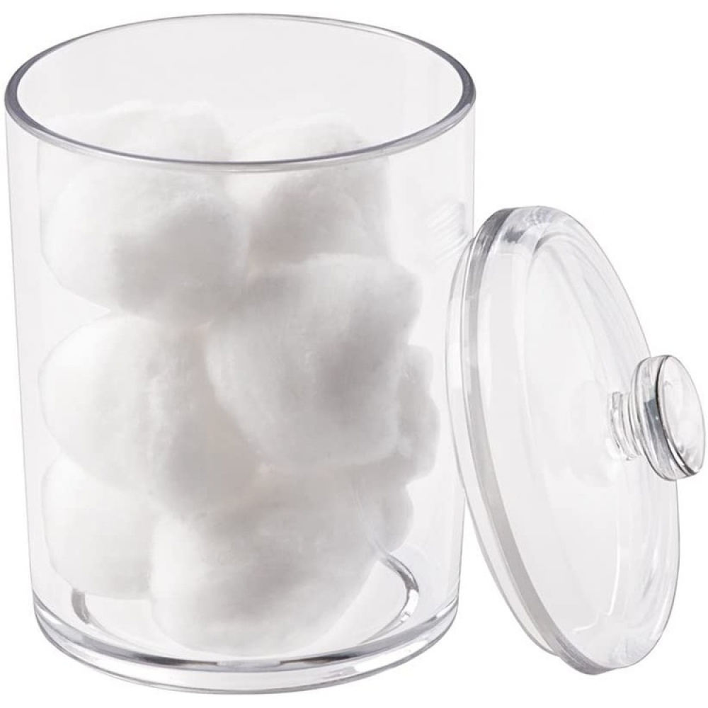 Canister, COTTON, Ø 8,5 x H13 cm, Clear acrylic in the group Storage / Bathroom storage / Makeup storage at SmartaSaker.se (40258)