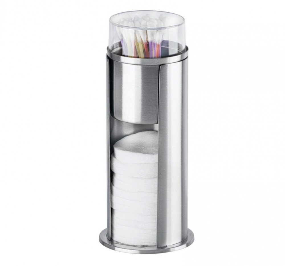 Cotton pads & cotton swab can, FIRENZE, Ø 7.5 x H18 cm, Silver / Clear in the group Storage / Bathroom storage / Makeup storage at SmartaSaker.se (40259)