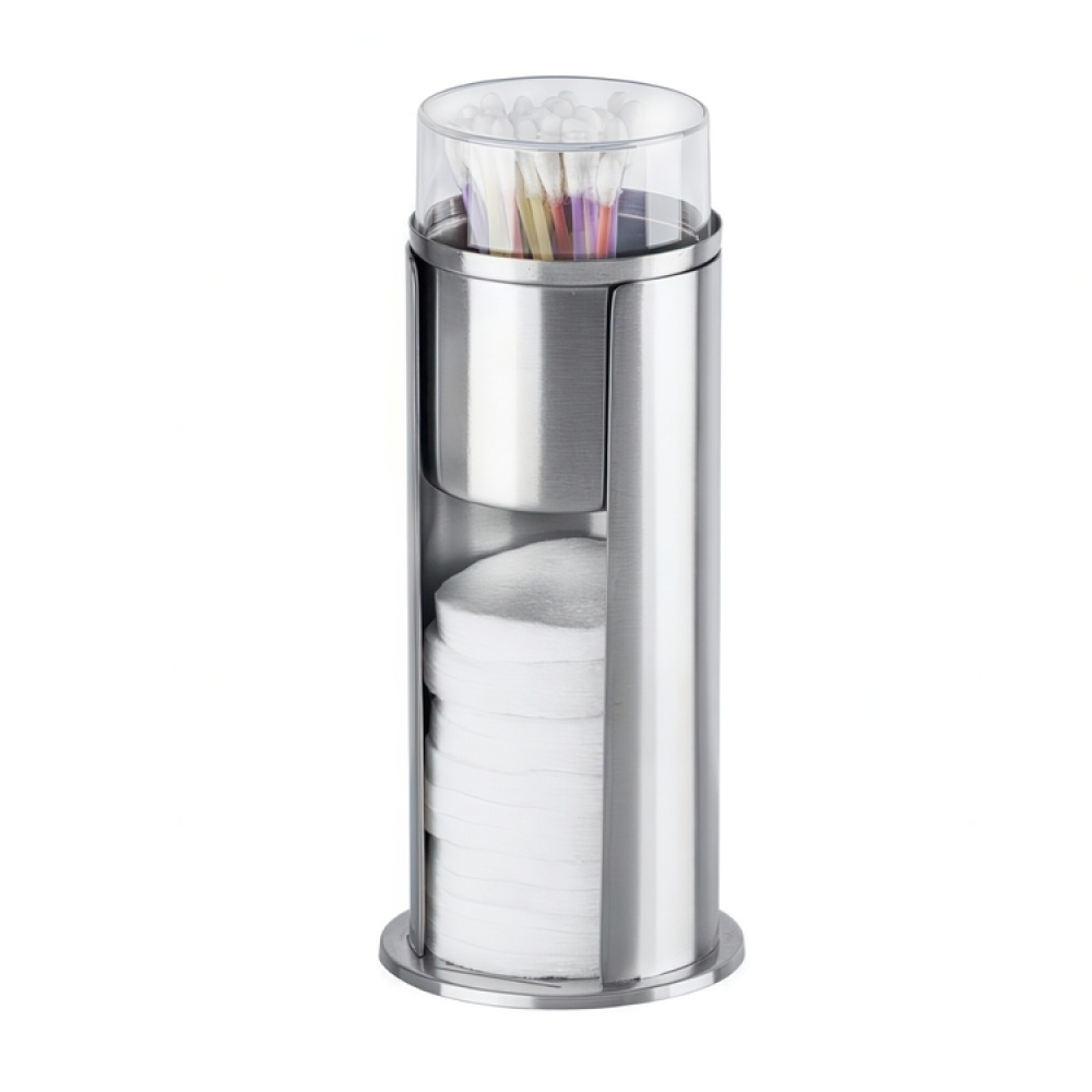 Cotton pads & cotton swab can, FIRENZE, Ø 7.5 x H18 cm, Silver / Clear in the group Storage / Bathroom storage / Makeup storage at SmartaSaker.se (40259)