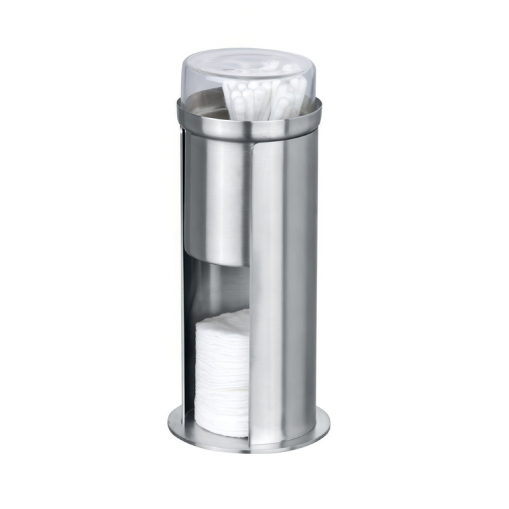 Cotton pads & cotton swab can, FIRENZE, Ø 7.5 x H18 cm, Silver / Clear in the group Storage / Bathroom storage / Makeup storage at SmartaSaker.se (40259)