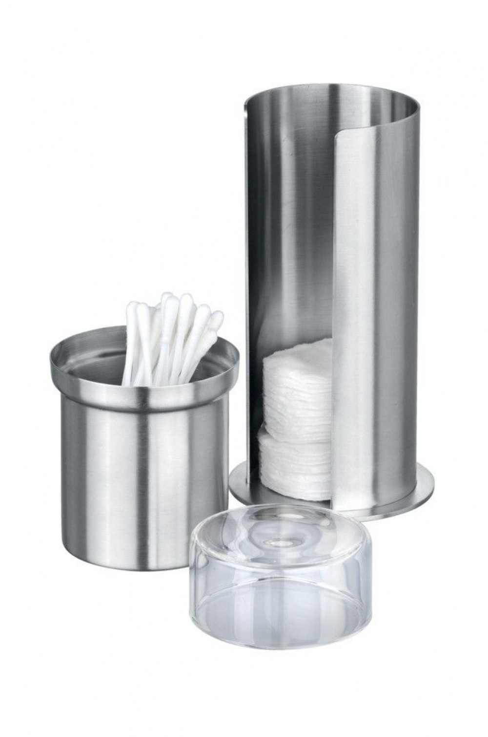 Cotton pads & cotton swab can, FIRENZE, Ø 7.5 x H18 cm, Silver / Clear in the group Storage / Bathroom storage / Makeup storage at SmartaSaker.se (40259)