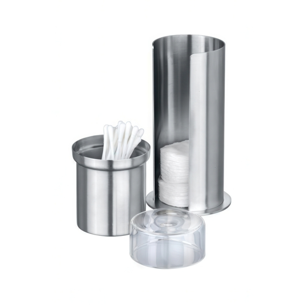 Cotton pads & cotton swab can, FIRENZE, Ø 7.5 x H18 cm, Silver / Clear in the group Storage / Bathroom storage / Makeup storage at SmartaSaker.se (40259)