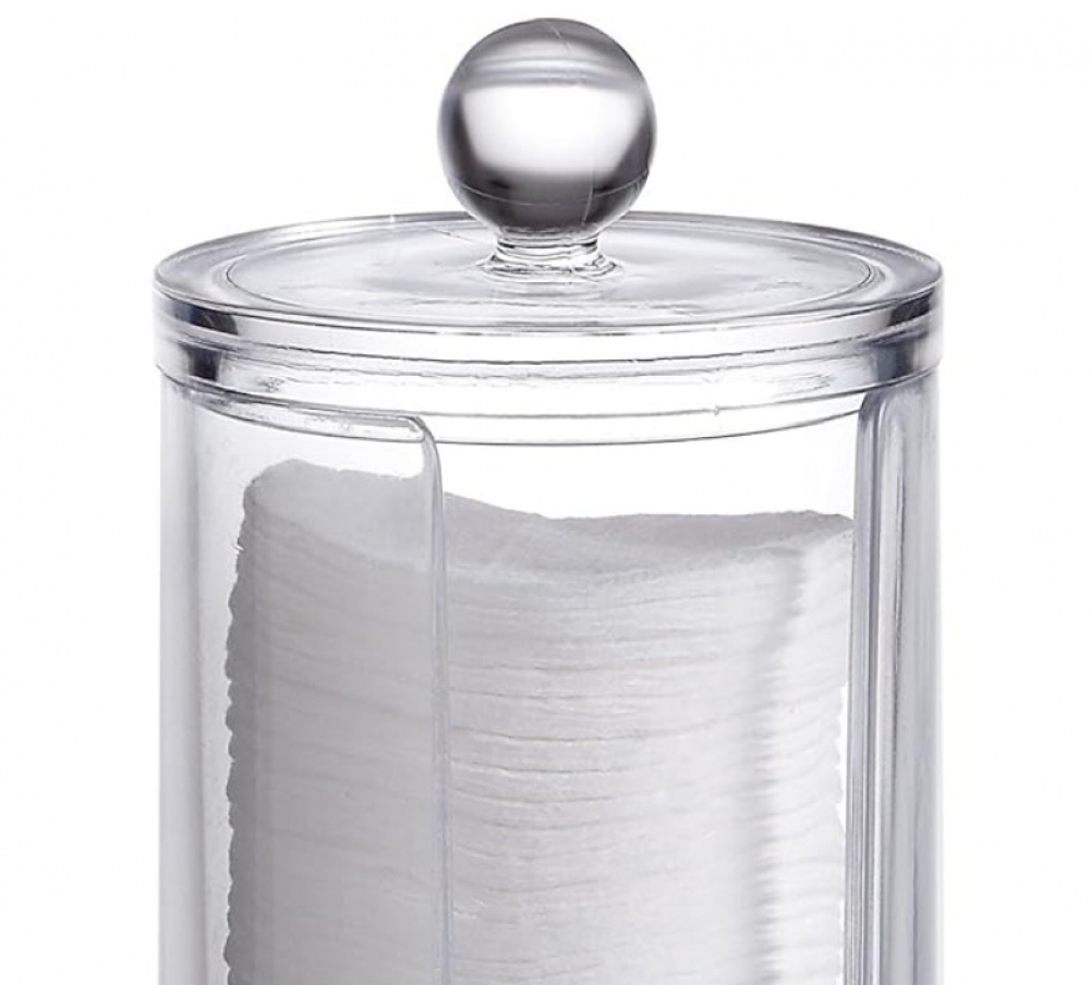 Cotton pads Jar, MAKE UP, Ø 7,5 x H 20 cm, Clear acrylic in the group Storage / Bathroom storage at SmartaSaker.se (40261)