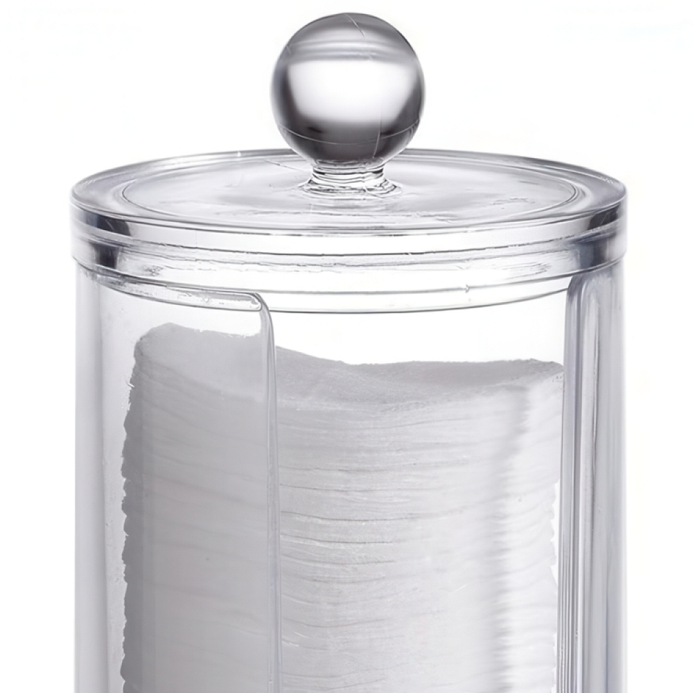 Cotton pads Jar, MAKE UP, Ø 7,5 x H 20 cm, Clear acrylic in the group Storage / Bathroom storage / Makeup storage at SmartaSaker.se (40261)