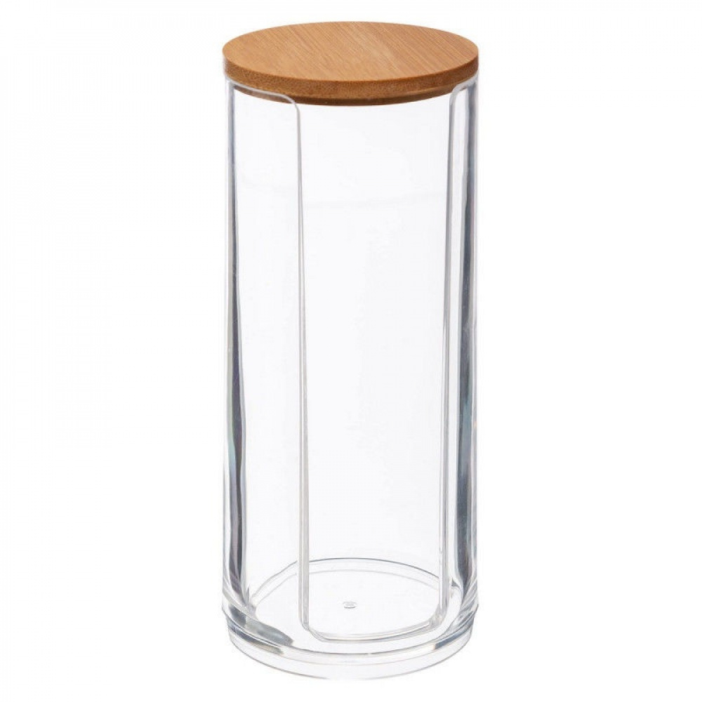 Cotton Pad Dispenser, SELENA BAMBOO, Ø 7 x H 17,8 cm, Clear / Nature in the group Storage / Bathroom storage / Makeup storage at SmartaSaker.se (40263)