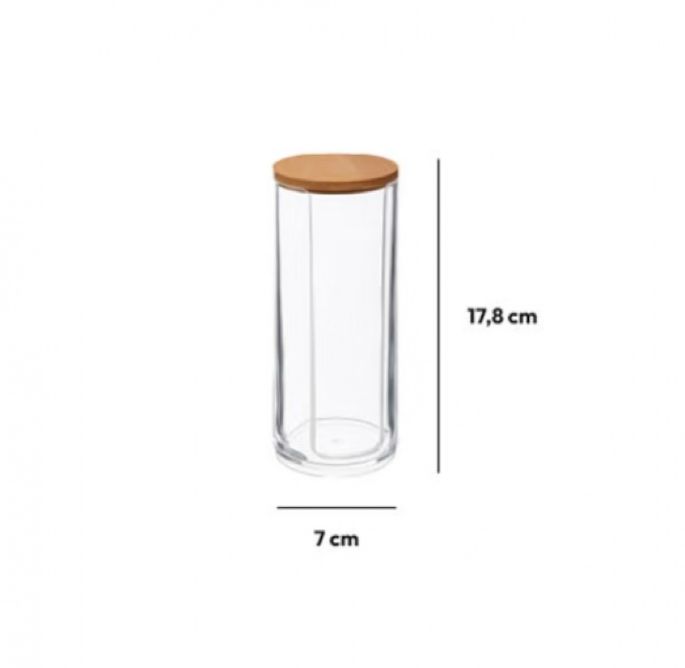 Cotton Pad Dispenser, SELENA BAMBOO, Ø 7 x H 17,8 cm, Clear / Nature in the group Storage / Bathroom storage / Makeup storage at SmartaSaker.se (40263)