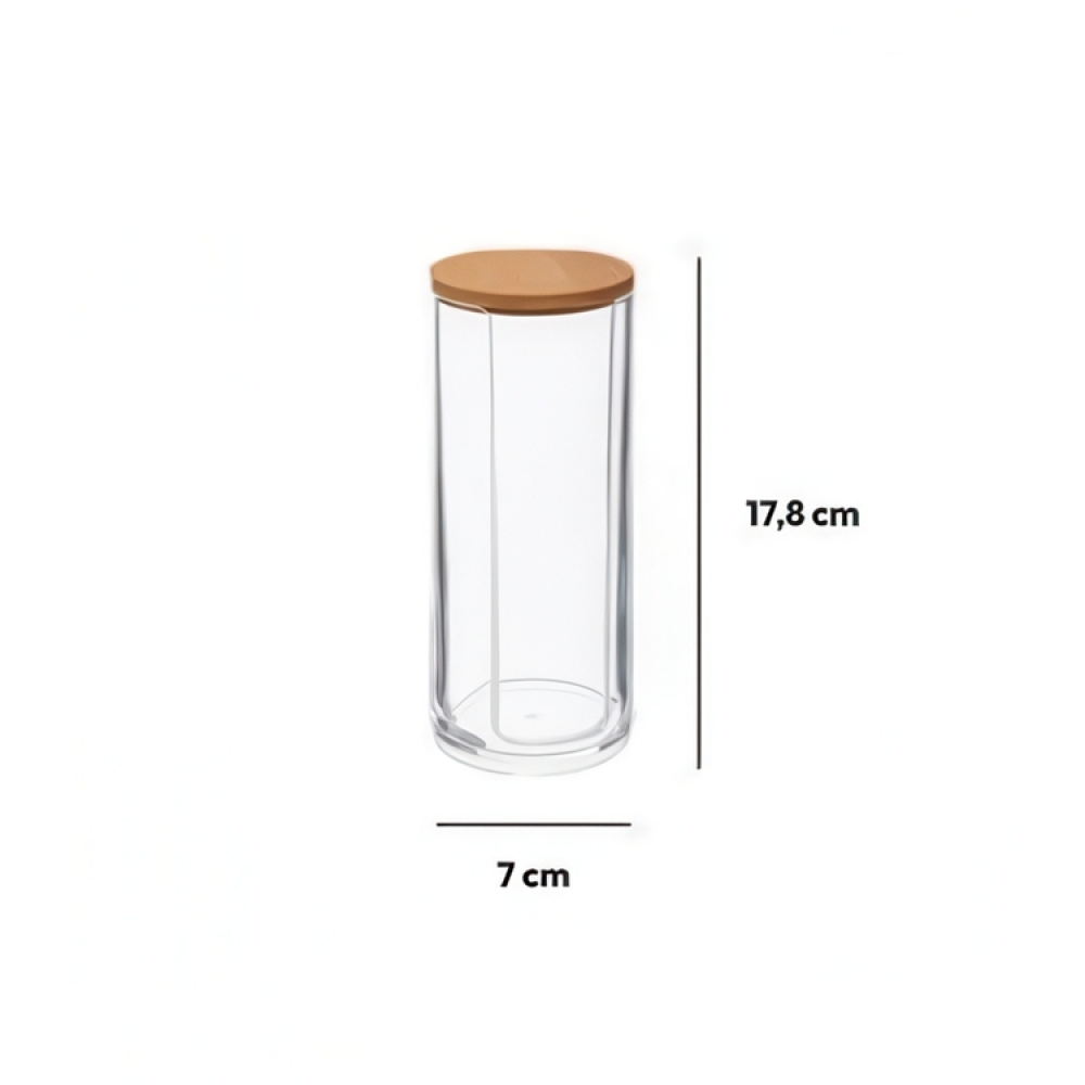 Cotton Pad Dispenser, SELENA BAMBOO, Ø 7 x H 17,8 cm, Clear / Nature in the group Storage / Bathroom storage at SmartaSaker.se (40263)