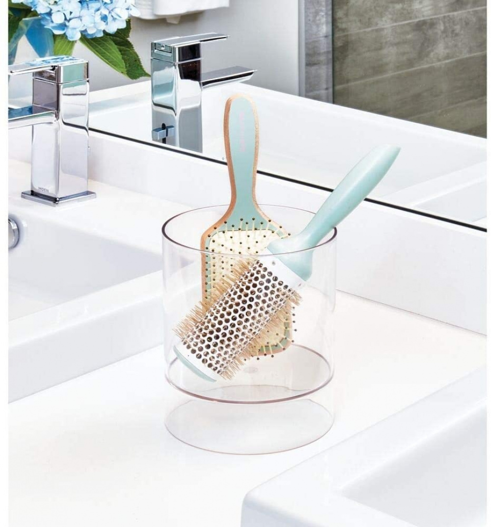 Container for headbands & brushes, HAIR ACCESSORY HOLDER, Ø 14 x H17 cm, Transparent in the group Storage / Bathroom storage at SmartaSaker.se (40264)